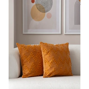 Home Ikili Dekoratif Puantiye Keten Kumaşlı Kırlent Kılıfı 43X43 Hardal