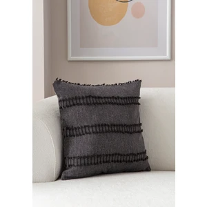 Home Tekli Dekoratif Puantiye Keten Kumaşlı Kırlent Kılıfı 43X43 Siyah