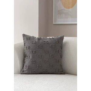 Home Tekli Dekoratif Puantiye Keten Kumaşlı Kırlent Kılıfı 43X43 Gri