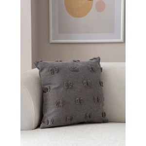 Home Tekli Dekoratif Puantiye Keten Kumaşlı Kırlent Kılıfı 43X43 Gri