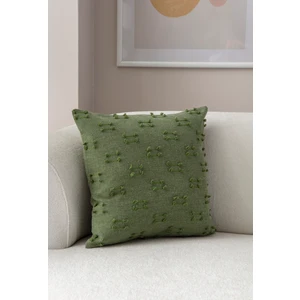 Home Tekli Dekoratif Puantiye Keten Kumaşlı Kırlent Kılıfı 43X43 Yeşil