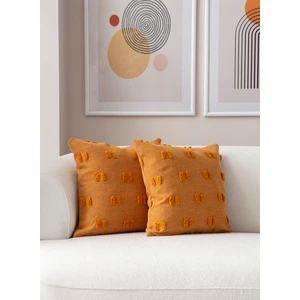 Home Ikili Dekoratif Puantiye Keten Kumaşlı Kırlent Kılıfı 43X43 Hardal