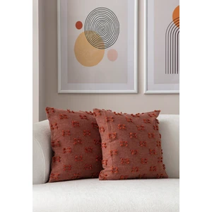 Home Ikili Dekoratif Puantiye Keten Kumaşlı Kırlent Kılıfı 43X43 Kiremit