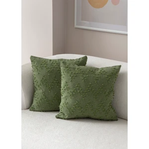 Home Ikili Dekoratif Puantiye Keten Kumaşlı Kırlent Kılıfı 43X43 Yeşil