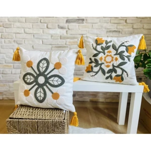 Home Home Design Ikili Kombin Punch Işlemeli Kırlent Kılıfı (Panç)