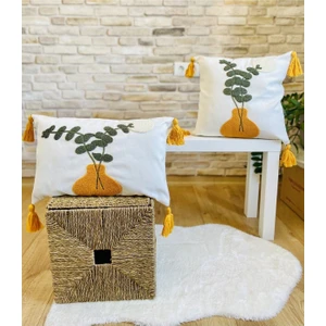 Home Home Design Ikili Kombin Punch Işlemeli Kırlent Kılıfı (Panç)