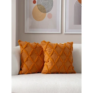 Home Ikili Dekoratif Puantiye Keten Kumaşlı Kırlent Kılıfı 43X43 Hardal