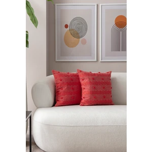 Home Ikili Dekoratif Puantiye Keten Kumaşlı Kırlent Kılıfı 43X43 Pembe