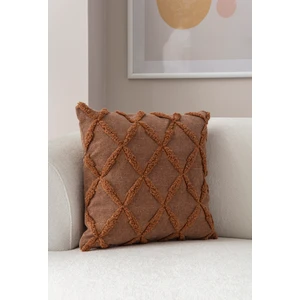 Home Tekli Dekoratif Puantiye Keten Kumaşlı Kırlent Kılıfı 43X43 Kahverengi