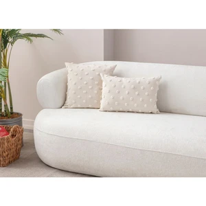 Home Ikili Dekoratif Puantiye Keten Kumaşlı Kırlent Kılıfı 43X43, 35X50