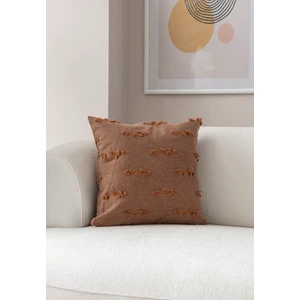 Home Tekli Dekoratif Puantiye Keten Kumaşlı Kırlent Kılıfı 43X43 Kahverengi