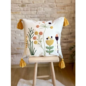 Home Punch Işlemeli Tekli Dekoratif Özel Tasarım Kırlent Kılıfı (Panç)
