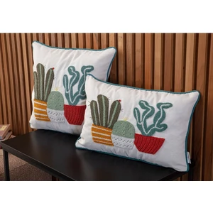 Home Home Design Çiftli Kombin Punch Işlemeli Kırlent Kılıfı (Panç)