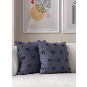 Home Ikili Dekoratif Puantiye Keten Kumaşlı Kırlent Kılıfı 43X43 Lacivert