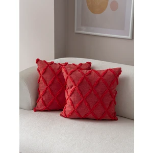 Home Ikili Dekoratif Puantiye Keten Kumaşlı Kırlent Kılıfı 43X43 Pembe