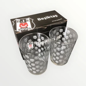 Beşiktaş Lisanslı Gümüş Bjk Amblemli 2'li Cam Su Bardağı 500 ml