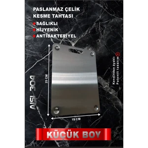 Home Paslanmaz Çelik Kesme Tahtası - KÜÇÜK BOY(Gömme AYAKLI)(304 Kalite)-(Patentli) Antibakteriyel
