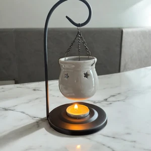 Seramik Kazan Zincirli Salıncak Buhurdanlık Metal Standlı