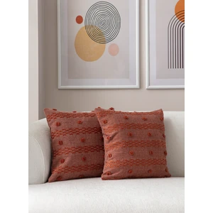 Home Ikili Dekoratif Puantiye Keten Kumaşlı Kırlent Kılıfı 43X43 Kiremit