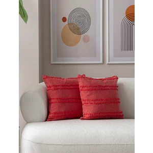 Home Ikili Dekoratif Puantiye Keten Kumaşlı Kırlent Kılıfı 43X43 Pembe