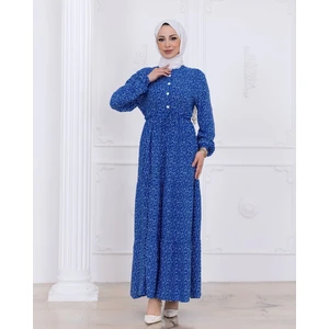 MSK Fashion Çiçek Desen Düğmeli Elbise