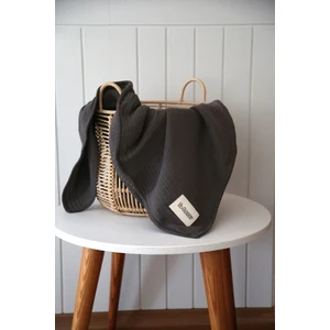 Liba Baby Müslin Gri pamuk 4 Katlı Kenar Nakışlı 105  x  105 Cm Bebek Battaniye & Örtü