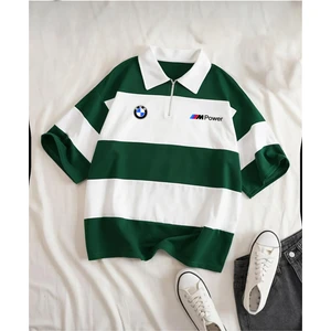 Bmw Baskılı Çok Parçalı Vortex Kumaş Fermuarlı Polo Yaka T-Shirt