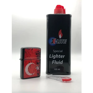 Türk Bayrağı - Benzinli Çakmak(X-Lite Benzin Gazı 120 ml ve 5'li Çakmak Taşı Hediyedir)