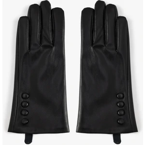 Eldiven Suni Deri Düğme Detaylı