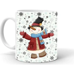 Yılbası Noel Temalı Baskılı Seramik Beyaz Kupa