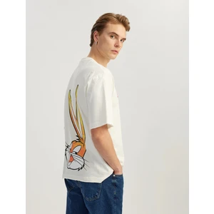 Arkası Baskılı Bisiklet Yaka Kısa Kollu Pamuklu Lisanslı Bugs Bunny Tişört