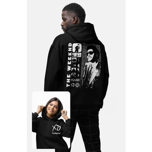 Fuddy Moda The Weeknd Logolu Sırt Baskılı Kapüşonlu Sweatshirt, Unisex Oversize The Weeknd Baskılı Hoodie