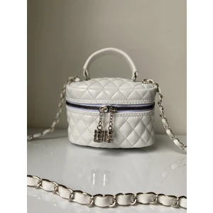 Rofo Butik Parlak Mini Kutu Zincir Askılı Fermuar Kapamalı Kadın El ve Omuz Çanta Luna