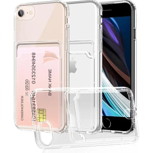 Iphone 16E Uyumlu Kılıf Kamera Korumalı Şeffaf Cüzdanlı Kartlıklı Süper Slikon Kapak