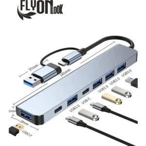 7 In 1  Usb/type-C Telefon  Ipad-Pc ve Televizyonlar  Şarj ,mause  Klavye Uyumlu Veri Aktarımı Hub