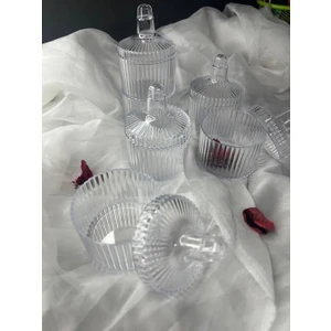 Söz, Nişan, Kına, Düğün, Mevlüt, Sünnet, Nikah Şekeri Hatıra Mika Şeffaf Çizgili Mumluk & Şekerlik