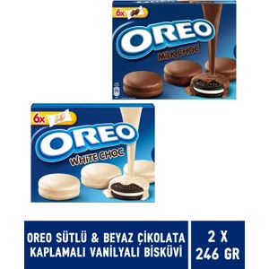 Sütlü Çikolata Kaplamalı Vanilyalı Bisküvi 246 gr & Oreo Beyaz Çikolata Kaplamalı Vanilyalı Bisküvi 246 gr - 2 Adet