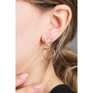 2'li Sallantılı Gold İnce Kalp Küpe