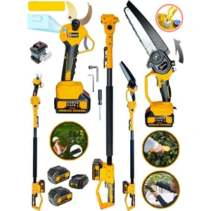 Wacker Pro W-4080 Dijital Budama Makası 40 mm + Otomatik Yağ Pompalı Zincirli Testere 3.2 mt Teleskopik 2 Akülü