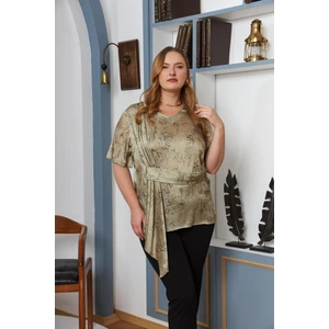 Kemer Aksesuarlı Büyük Beden Bluz Yeşil