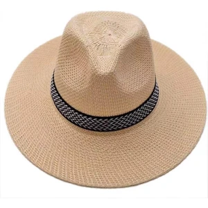 Şapka Erkek Yaz Güneş Şapkası Erkek Dokuma Hasır Şapka Açık Büyük Siperlik Güneşlik Rahat Moda Tüm Maç Şapka Yaz (Yurt Dışından)