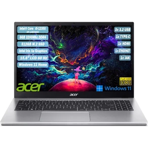 Aspire 3 I5-1235U 8 GB 512 GB SSD 15,6 " FHD IPS W11 Gümüş Notebook NX.K6TEY.002