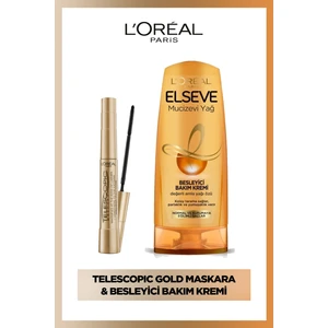 L'Oréal Paris Telescopic Maskara - Siyah &Elseve Mucizevi Yağ Besleyici Bakım Kremi 390 ml Seti