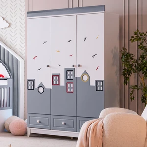 Gardırop, City 3 Kapaklı Dolap - Gri