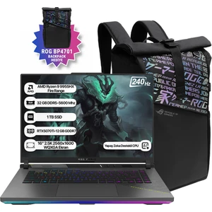 Rog Strix G16 G614FR-S5111 Amd Ryzen 9 9955HX 32GB 1tb SSD RTX5070TI-12GB Freedos 16" 2.5k 240Hz Wqxga Taşınabilir Bilgisayar