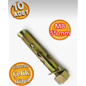 Gömlekli Çelik Dübel M8X55 mm (10 Adet)