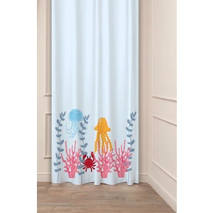 Okyanus Su Ahtapot Yengeç Deniz Bohem Deseneli Özel Tasarım Dijital Baskılı (Tek Kanat) Fon Perde