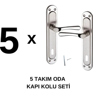 Turgutlar Yapı 5 Takım Kumru Kol Nikel Saten Oda Kapı Kolu Metal Kapı Kolu Ön Arka Takım 5 Çift