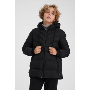 Siyah Erkek Çocuk Su ve Rüzgar Geçirmez Içi Kalın Kürklü Yıkanılabilir Mont & Kaban
