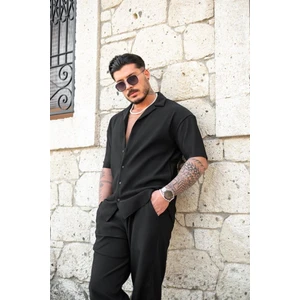 Oversize Premium Fitilli Kısa Kol Ottoman Gömlek